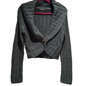 🧣💚Bisou Bisou CroppedCardigan Sweater Green/gold Metallic Women's Size M